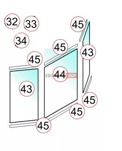 EDILKAMIN Üveg Glass 3  1él szögbe csisz  I  470x239mm