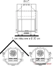 Edilkamin vízteres fatüzelésű kandalló acquatondo 22 prizmatikus